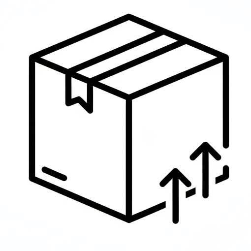 cree moi une icon sans couleur en noir est blanc d'un colis 